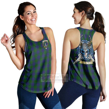 Tartan Vibes Clothing Barclay Tartan Women's Racerback Tanks with Family Crest Celtic Skull Style