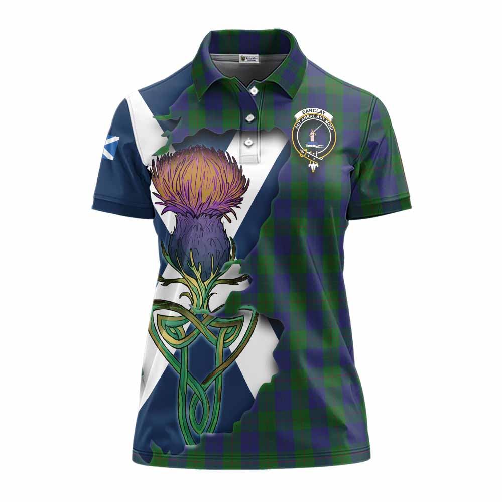 Tartan Vibes Clothing Barclay Tartan Family Crest Women's Polo Shirt Scottish Thistle Celtic Inspired