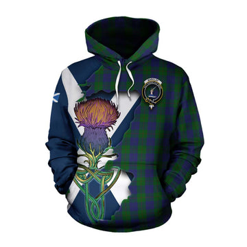 Tartan Vibes Clothing Barclay Tartan Family Crest Cotton Hoodie Scottish Thistle Celtic Inspired