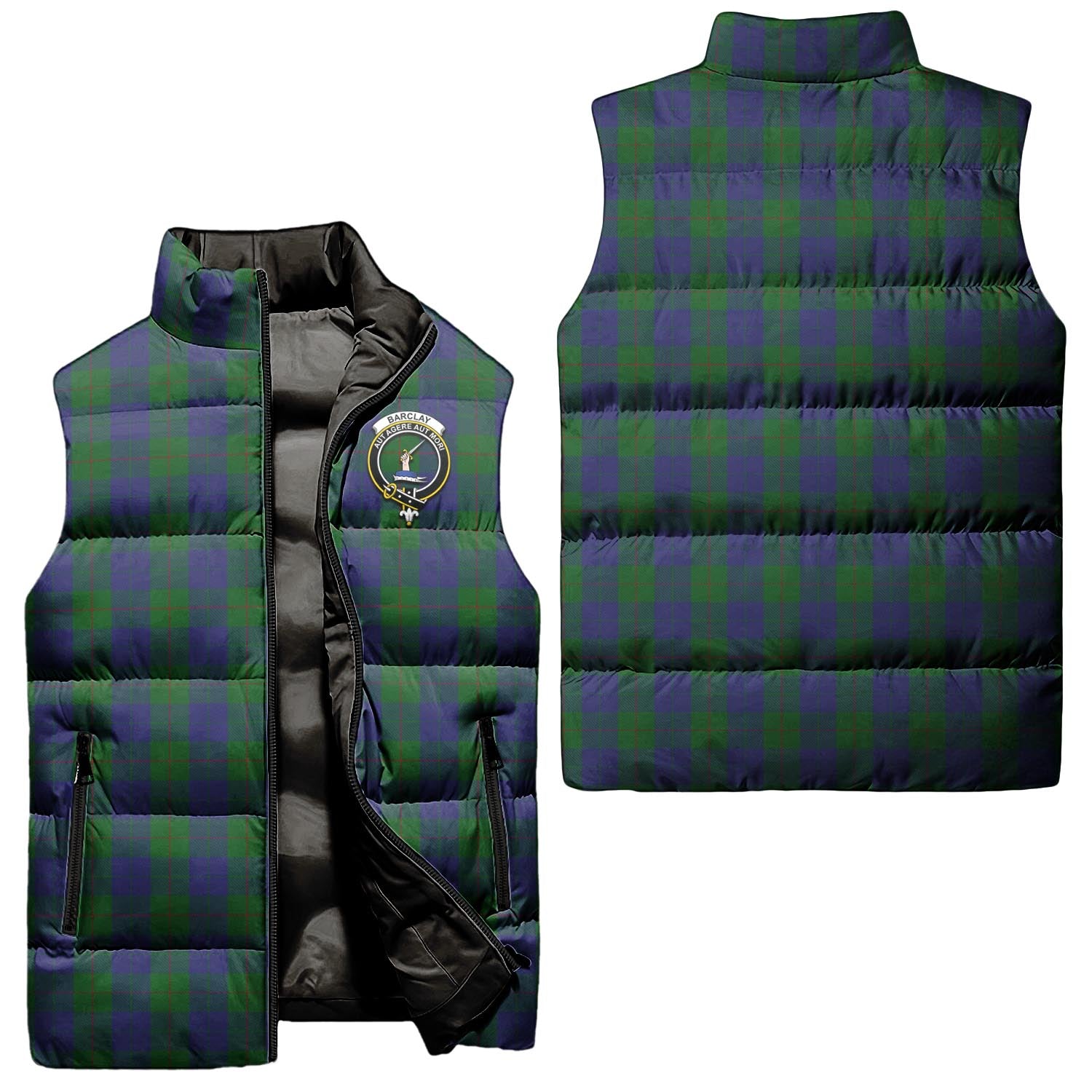 Barclay Tartan Sleeveless Puffer Jacket with Family Crest Unisex - Tartan Vibes Clothing