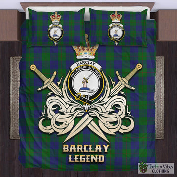 Barclay Tartan Bedding Set with Clan Crest and the Golden Sword of Courageous Legacy