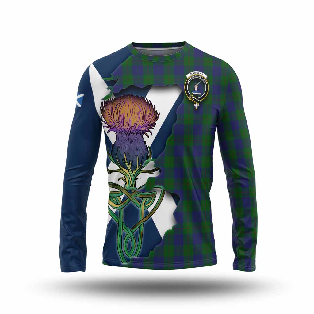 Tartan Vibes Clothing Barclay Tartan Family Crest Long Sleeve T-Shirt Scottish Thistle Celtic Inspired