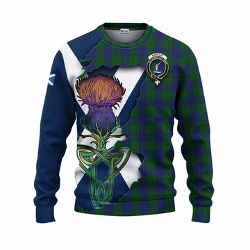 Tartan Vibes Clothing Barclay Tartan Family Crest Knitted Sweater Scottish Thistle Celtic Inspired