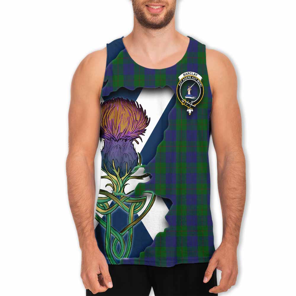 Tartan Vibes Clothing Barclay Tartan Family Crest Men's Tank Top Scottish Thistle Celtic Inspired