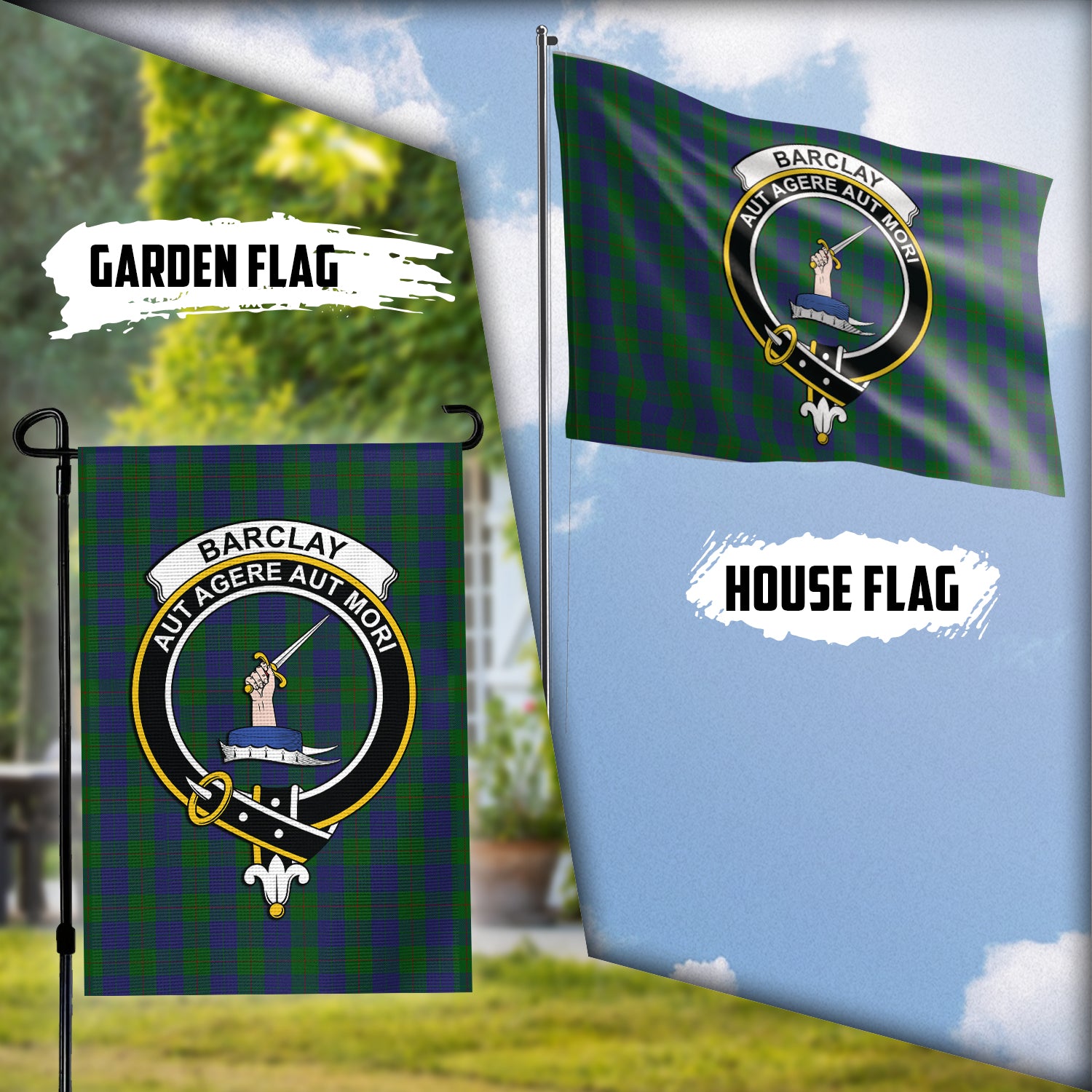 Barclay Tartan Flag with Family Crest Garden Flag (Vertical) - Tartanvibesclothing