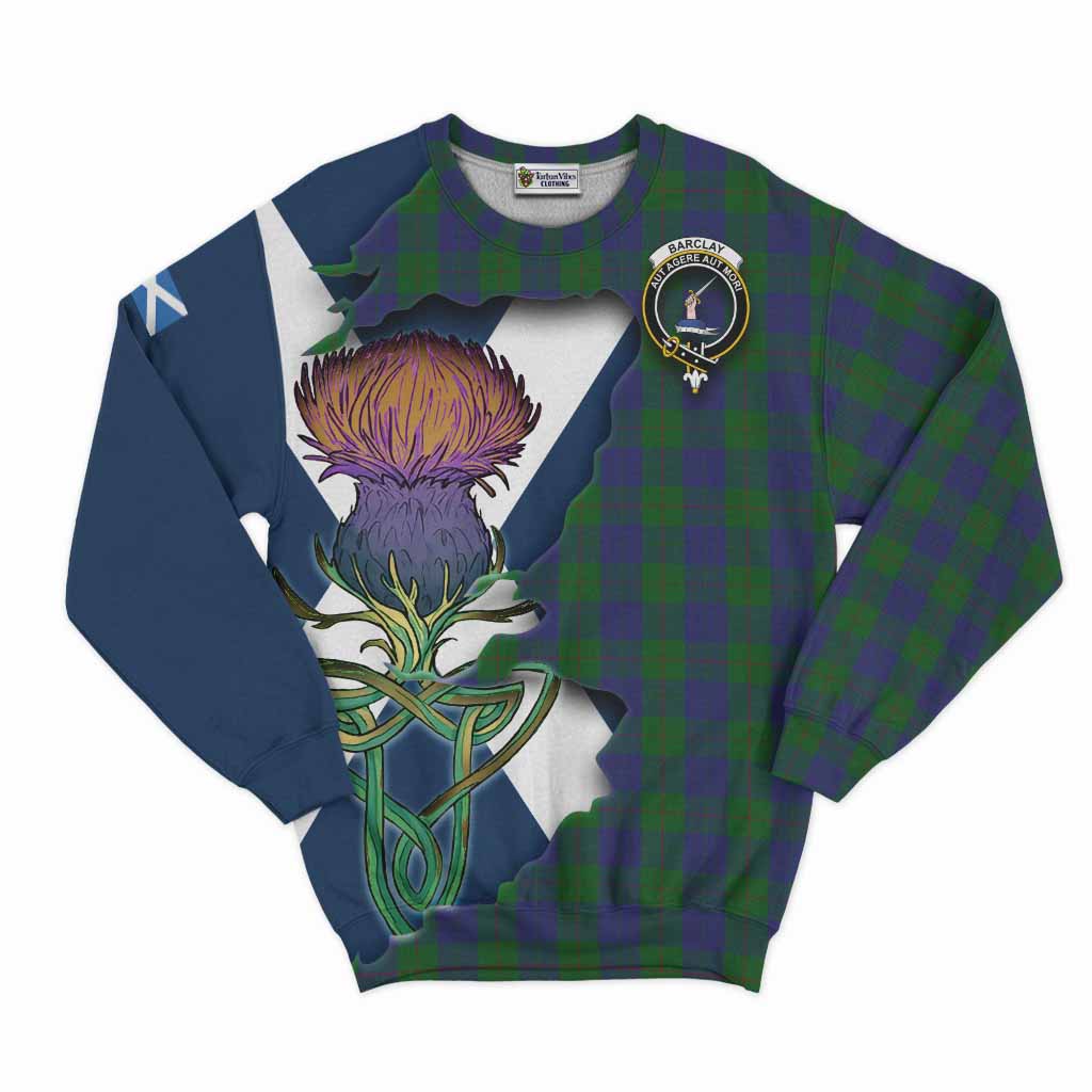 Tartan Vibes Clothing Barclay Tartan Family Crest Sweatshirt Scottish Thistle Celtic Inspired