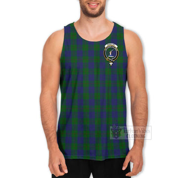 Tartan Vibes Clothing Barclay Tartan Men's Tank Top with Family Crest and Bearded Skull Holding Bottles of Whiskey