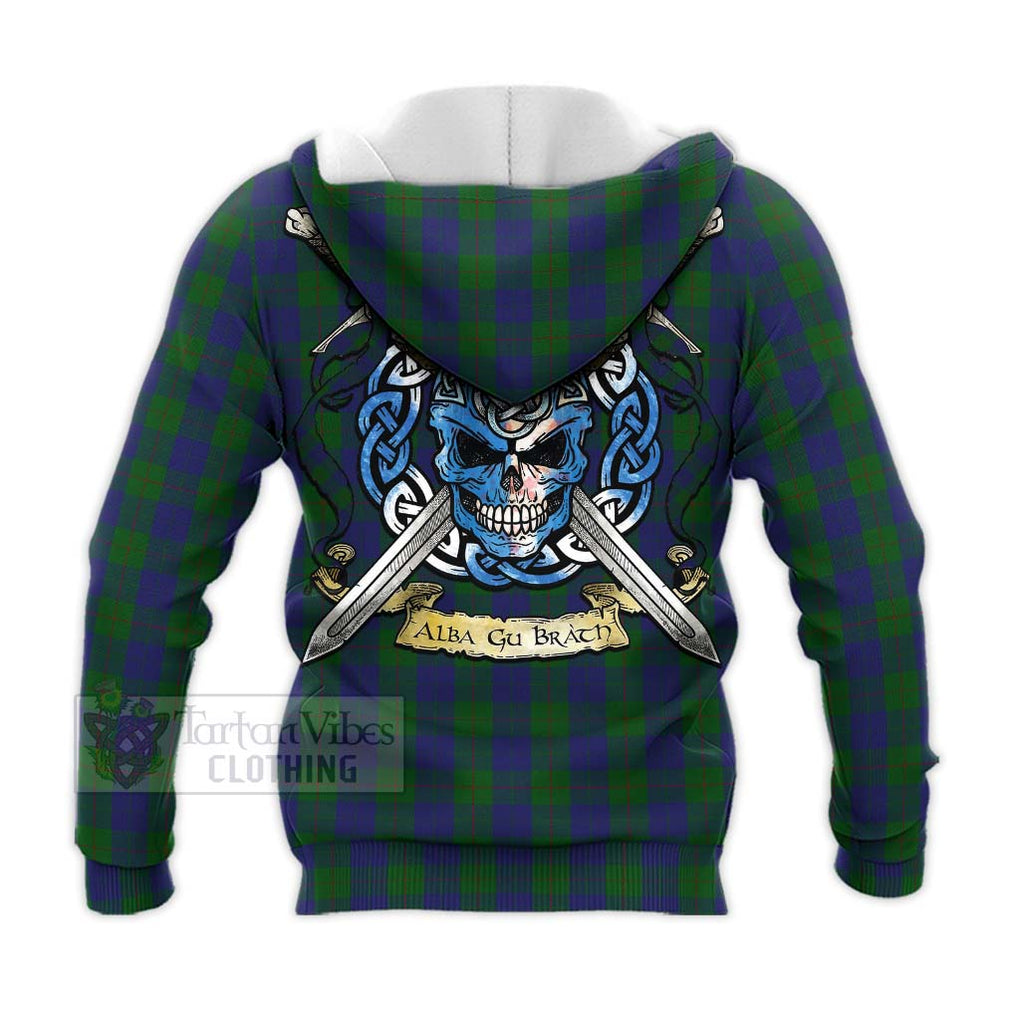 Tartan Vibes Clothing Barclay Tartan Knitted Hoodie with Family Crest Celtic Skull Style