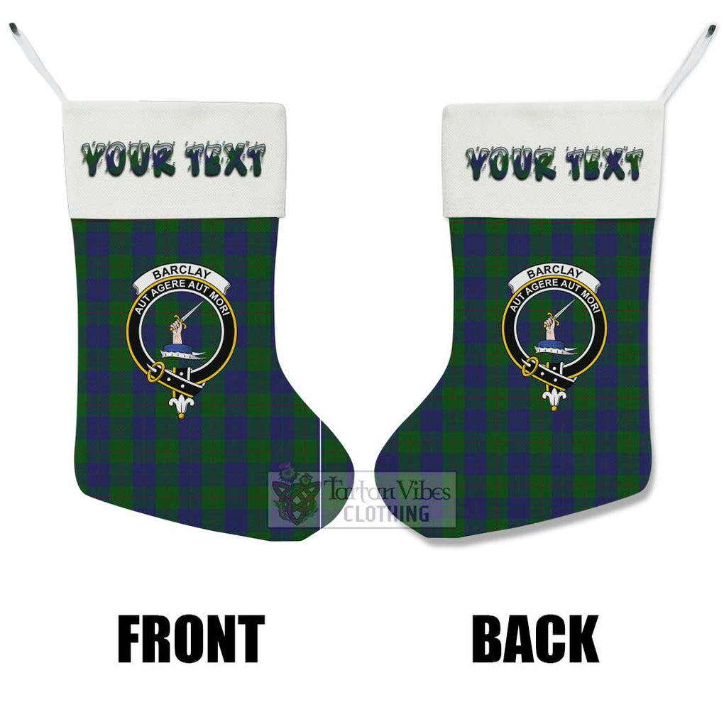 Tartan Vibes Clothing Barclay Tartan Family Crest Christmas Stocking with Personalized Text