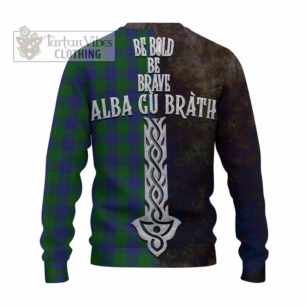 Tartan Vibes Clothing Barclay Tartan Family Crest Knitted Sweater Alba Gu Brath Be Brave Lion Ancient Style