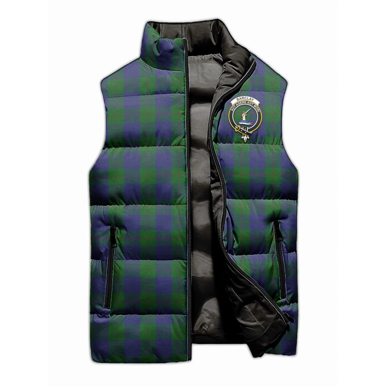 Barclay Tartan Sleeveless Puffer Jacket with Family Crest - Tartan Vibes Clothing