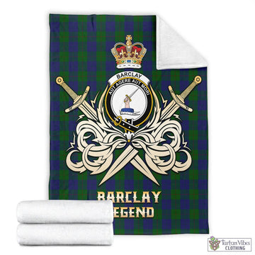 Barclay Tartan Blanket with Clan Crest and the Golden Sword of Courageous Legacy