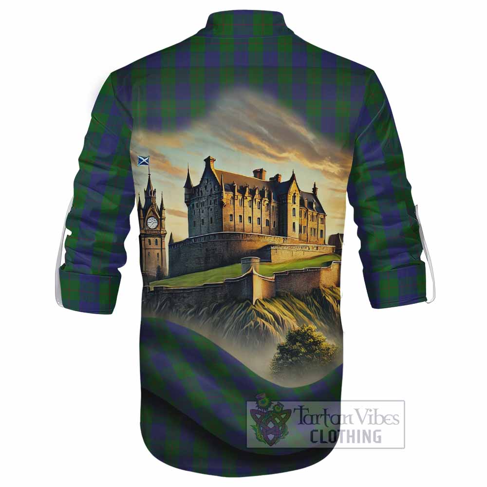 Tartan Vibes Clothing Barclay Tartan Family Crest Ghillie Kilt Shirt with Scottish Ancient Castle Style