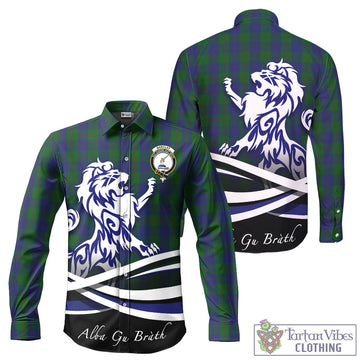 Barclay Tartan Long Sleeve Button Up Shirt with Alba Gu Brath Regal Lion Emblem