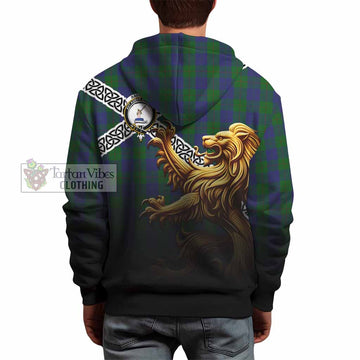 Barclay Crest Tartan Hoodie with Golden Lion Emblem Celtic Style