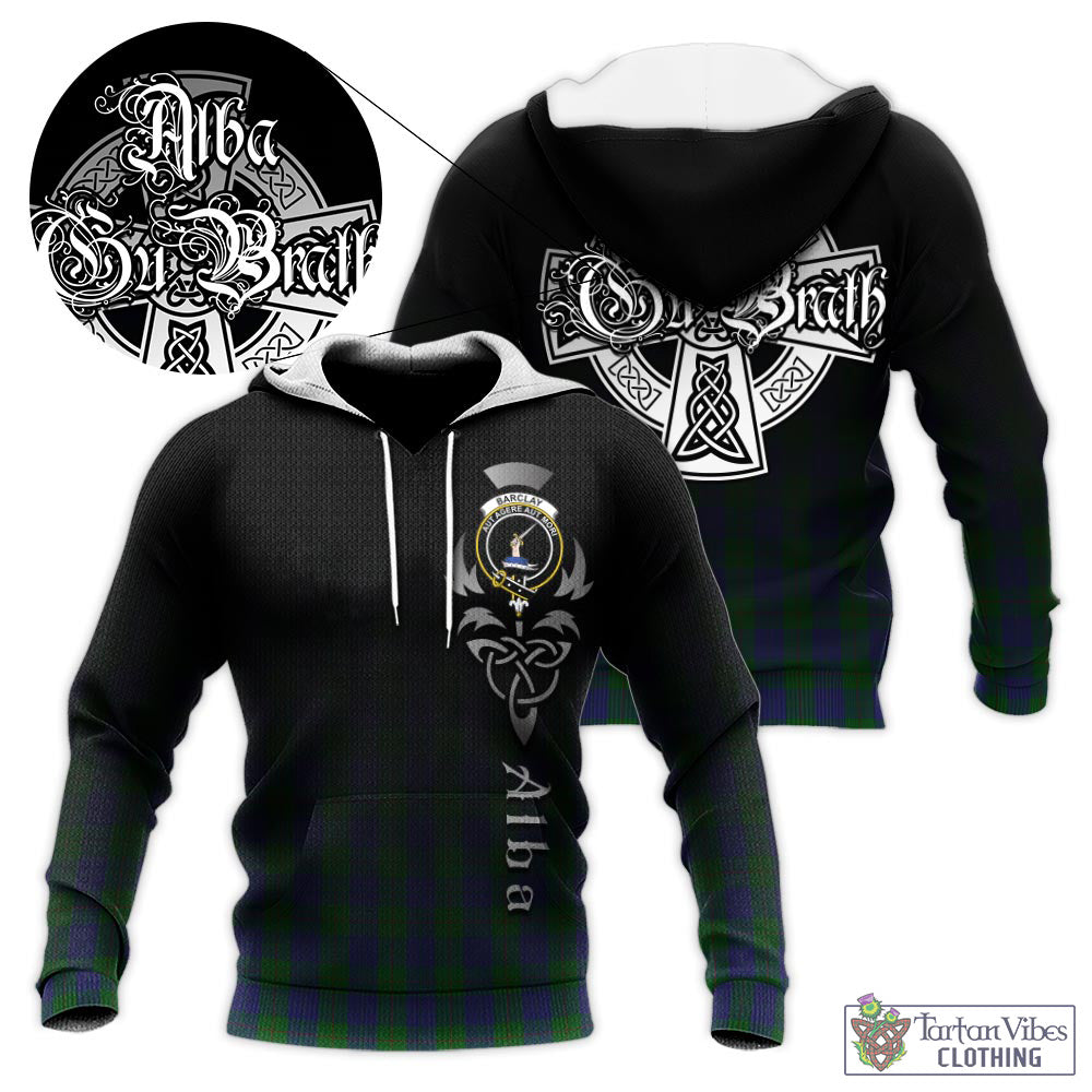 Tartan Vibes Clothing Barclay Tartan Knitted Hoodie Featuring Alba Gu Brath Family Crest Celtic Inspired