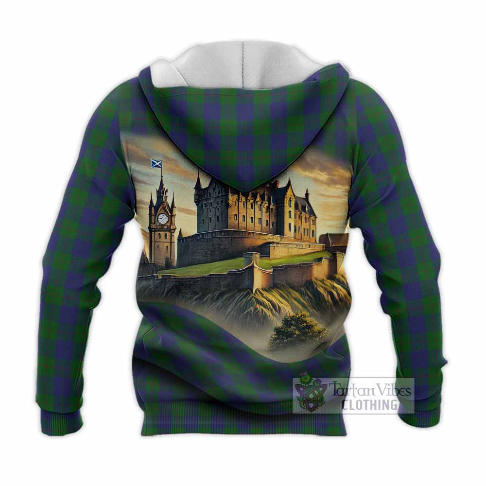 Tartan Vibes Clothing Barclay Tartan Family Crest Knitted Hoodie with Scottish Ancient Castle Style
