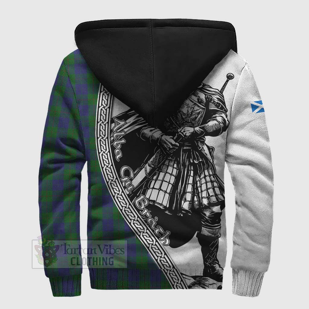 Tartan Vibes Clothing Barclay Tartan Clan Crest Sherpa Hoodie with Highlander Warrior Celtic Style