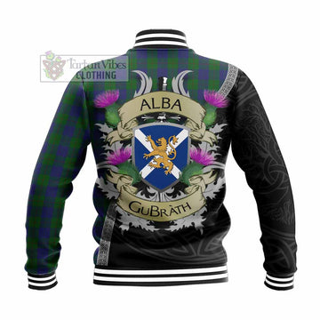 Barclay Tartan Family Crest Baseball Jacket Lion Rampant Royal Thistle Shield Celtic Inspired