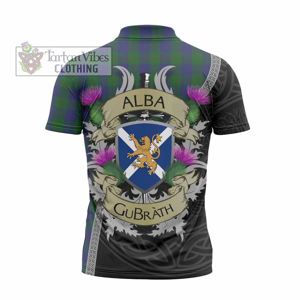 Tartan Vibes Clothing Barclay Tartan Family Crest Zipper Polo Shirt Lion Rampant Royal Thistle Shield Celtic Inspired