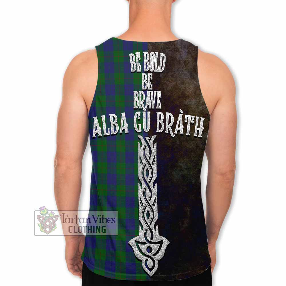 Tartan Vibes Clothing Barclay Tartan Family Crest Men's Tank Top Alba Gu Brath Be Brave Lion Ancient Style