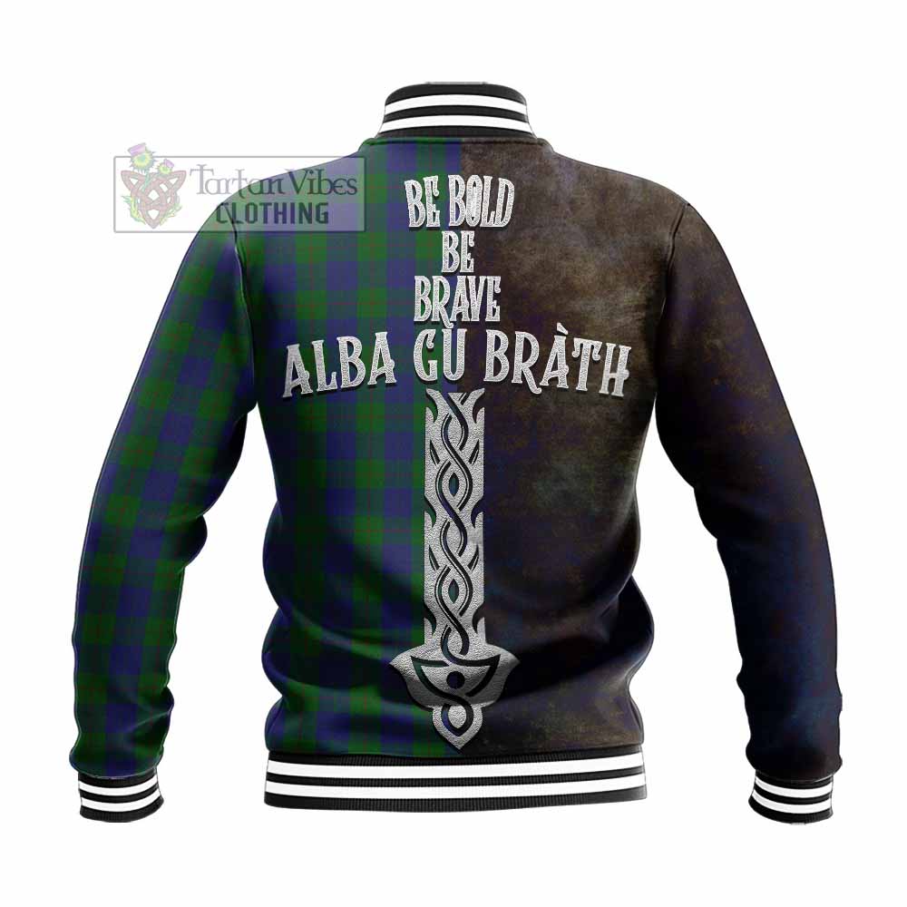 Tartan Vibes Clothing Barclay Tartan Family Crest Baseball Jacket Alba Gu Brath Be Brave Lion Ancient Style