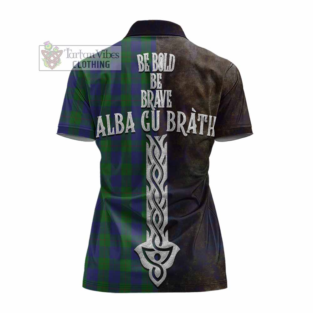 Tartan Vibes Clothing Barclay Tartan Family Crest Women's Polo Shirt Alba Gu Brath Be Brave Lion Ancient Style