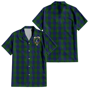 Barclay Tartan Short Sleeve Button Down Shirt with Family Crest