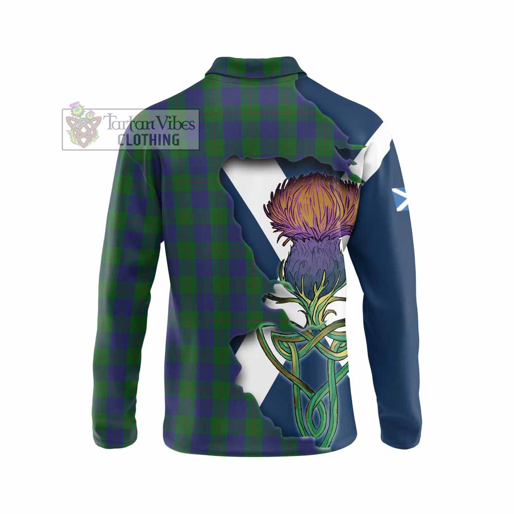 Tartan Vibes Clothing Barclay Tartan Family Crest Long Sleeve Polo Shirt Scottish Thistle Celtic Inspired