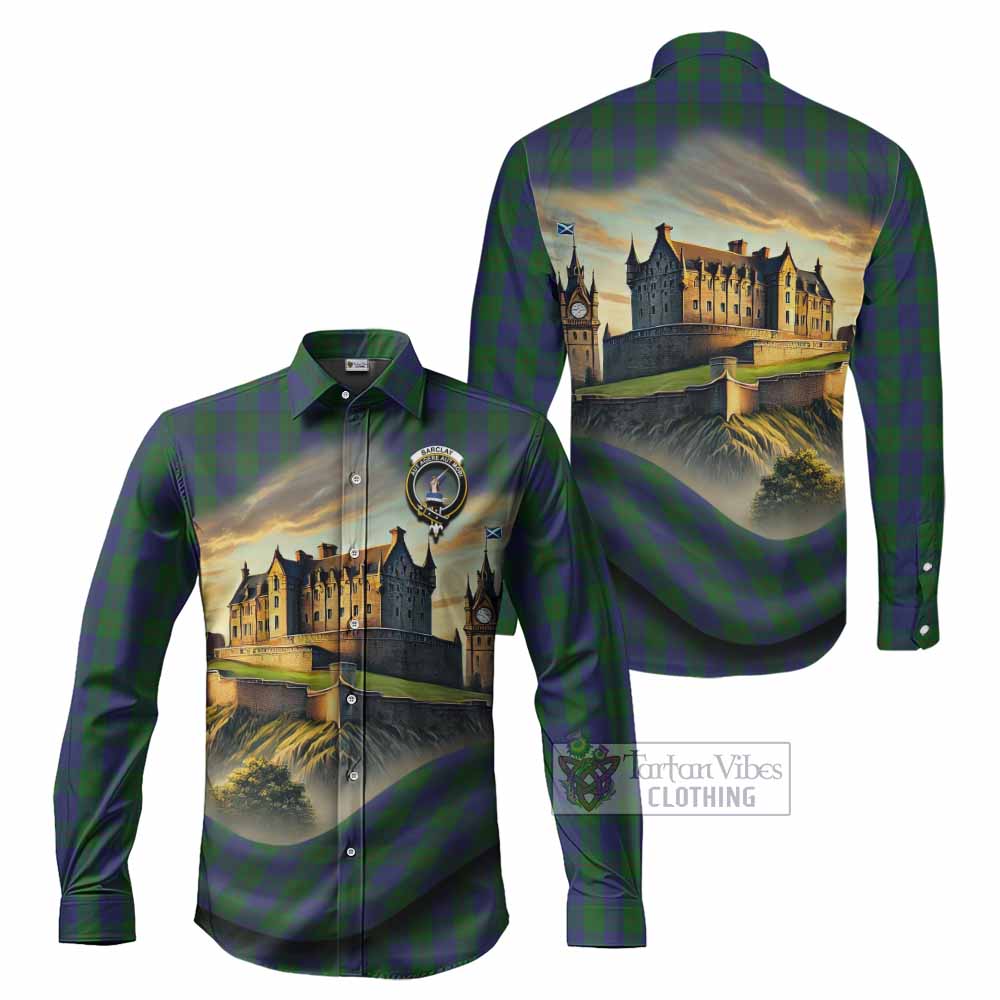 Tartan Vibes Clothing Barclay Tartan Family Crest Long Sleeve Button Shirt with Scottish Ancient Castle Style
