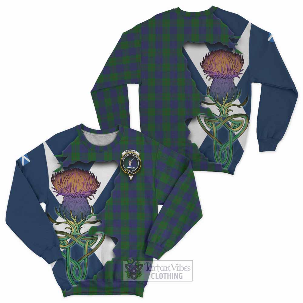 Tartan Vibes Clothing Barclay Tartan Family Crest Sweatshirt Scottish Thistle Celtic Inspired