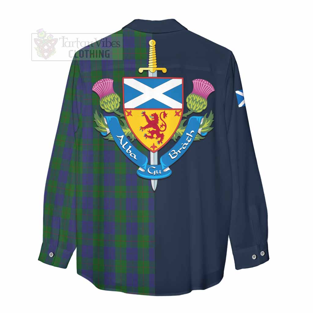 Tartan Vibes Clothing Barclay Tartan Women's Casual Shirt Alba with Scottish Lion Royal Arm Half Style