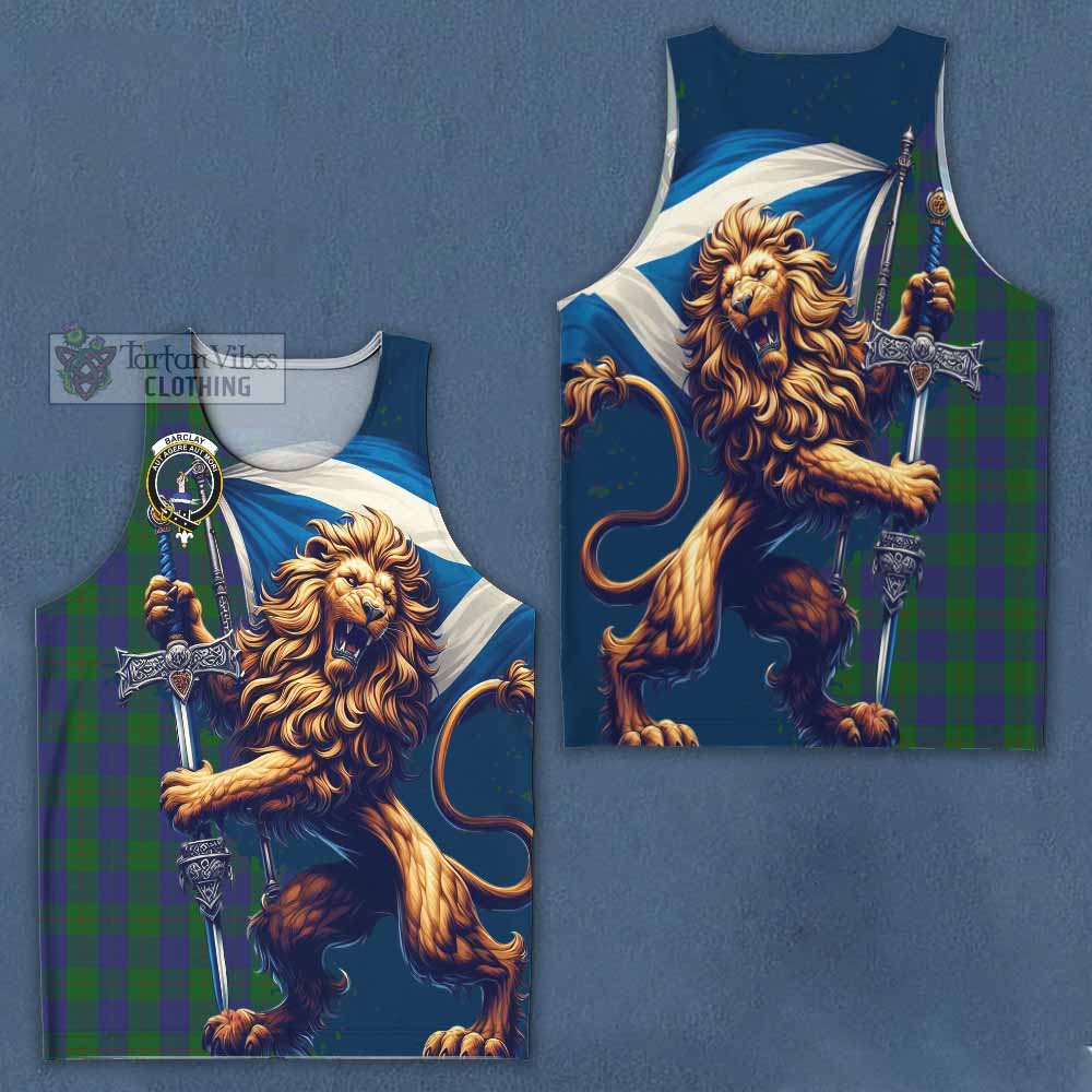 Tartan Vibes Clothing Barclay Tartan Family Crest Men's Tank Top with Scottish Majestic Lion