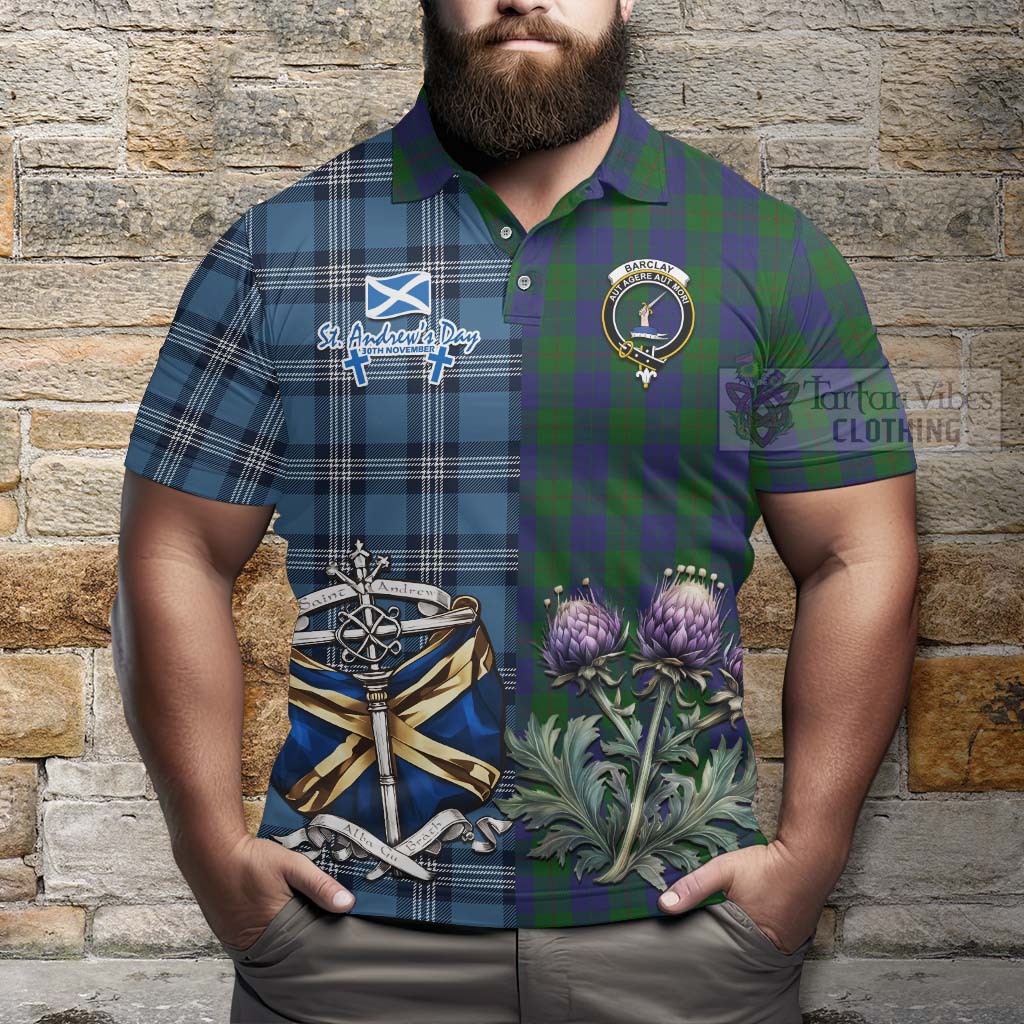 Tartan Vibes Clothing Barclay Tartan Polo Shirt Happy St. Andrew's Day Half Tartan Style