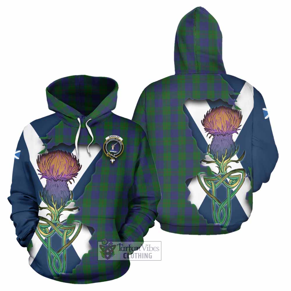 Tartan Vibes Clothing Barclay Tartan Family Crest Hoodie Scottish Thistle Celtic Inspired