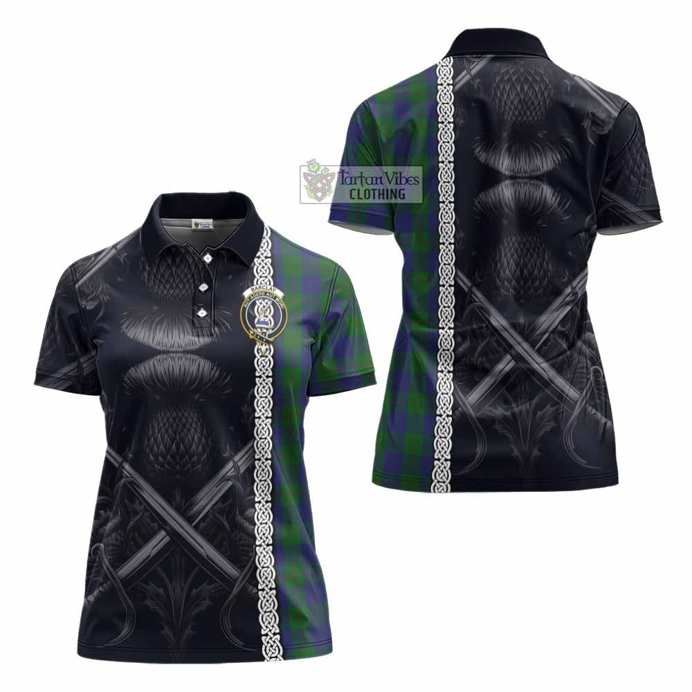 Tartan Vibes Clothing Barclay Tartan Women's Polo Shirt with Family Crest Cross Sword Thistle Celtic Vibes