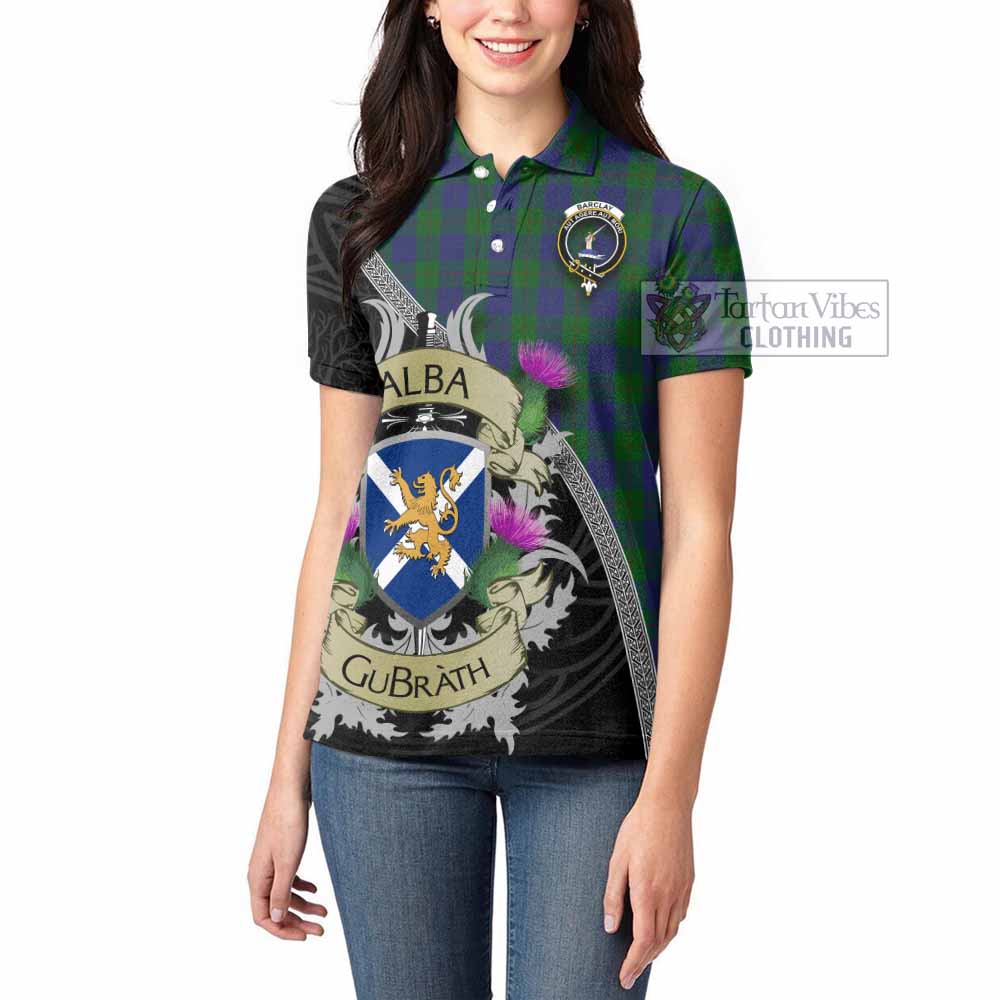 Tartan Vibes Clothing Barclay Tartan Family Crest Women's Polo Shirt Lion Rampant Royal Thistle Shield Celtic Inspired