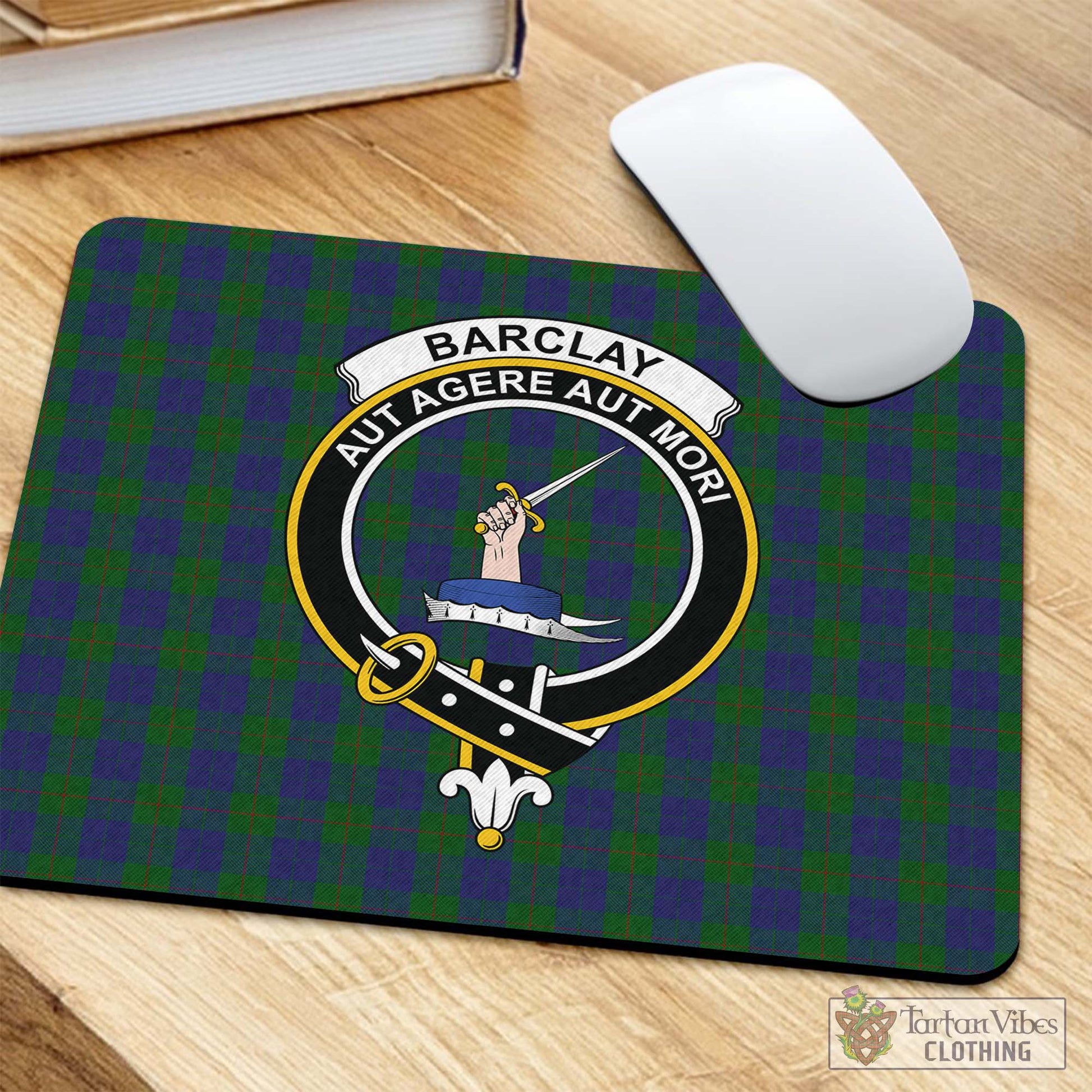 Tartan Vibes Clothing Barclay Tartan Mouse Pad with Family Crest
