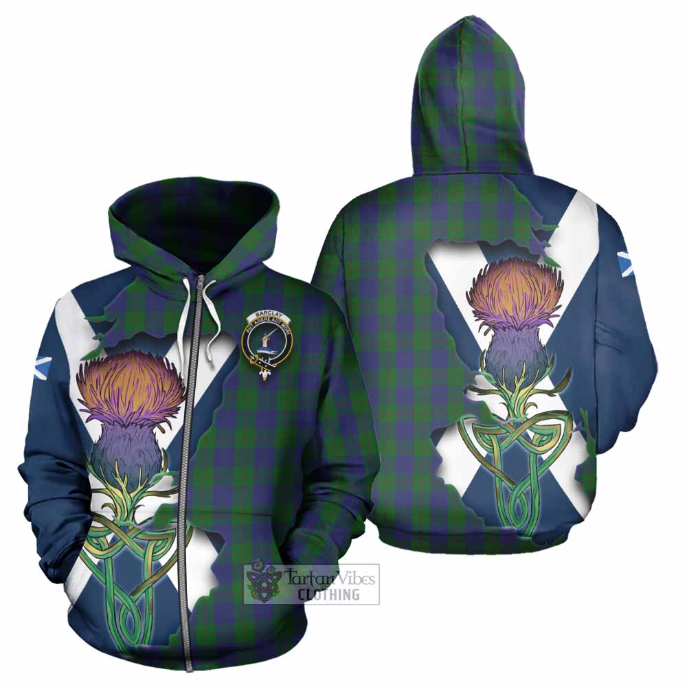 Tartan Vibes Clothing Barclay Tartan Family Crest Hoodie Scottish Thistle Celtic Inspired