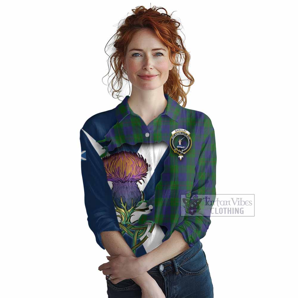 Tartan Vibes Clothing Barclay Tartan Family Crest Women's Casual Shirt Scottish Thistle Celtic Inspired