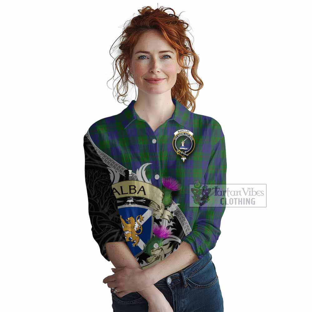 Tartan Vibes Clothing Barclay Tartan Family Crest Women's Casual Shirt Lion Rampant Royal Thistle Shield Celtic Inspired