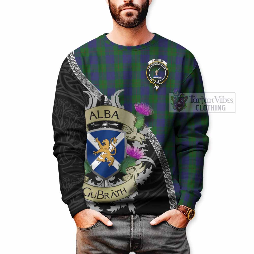 Tartan Vibes Clothing Barclay Tartan Family Crest Sweatshirt Lion Rampant Royal Thistle Shield Celtic Inspired