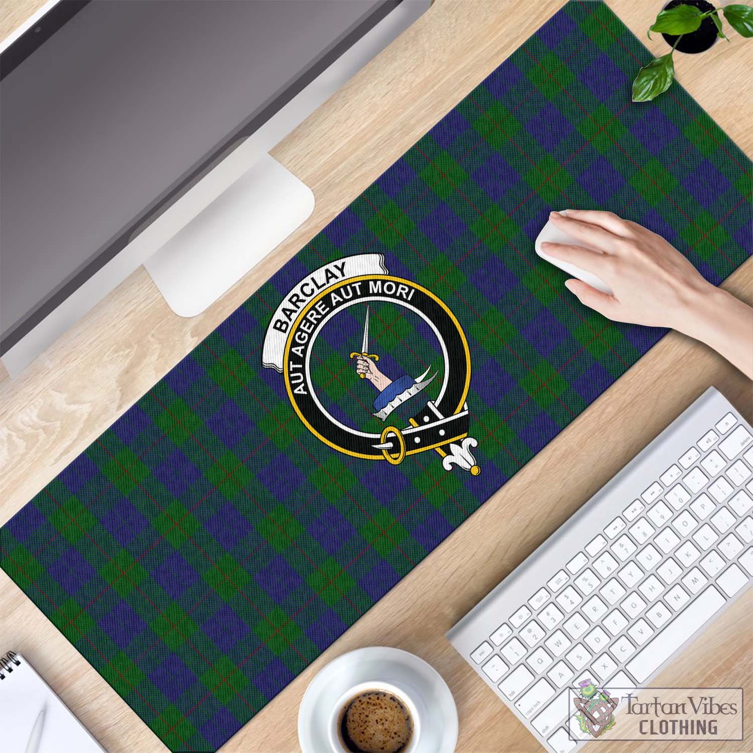 Tartan Vibes Clothing Barclay Tartan Mouse Pad with Family Crest