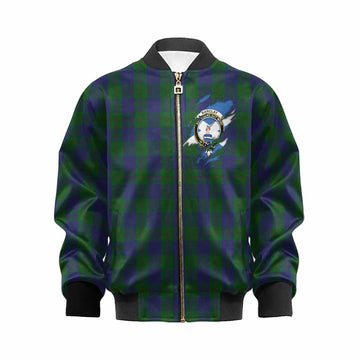 Barclay Clan Crest In Me Tartan Kid Bomber Jacket Scotland Flag Style
