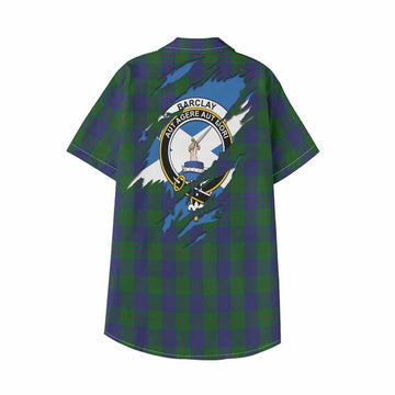Barclay Clan Crest In Me Tartan Kid Hawaiian Shirt Scotland Flag Style