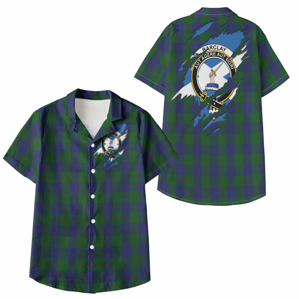 Barclay Clan Crest In Me Tartan Kid Hawaiian Shirt Scotland Flag Style