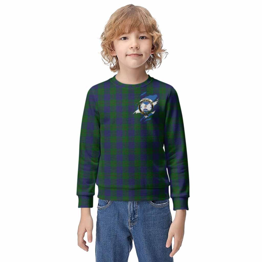 Barclay Clan Crest In Me Tartan Kid Knitted Sweatshirt Scotland Flag Style