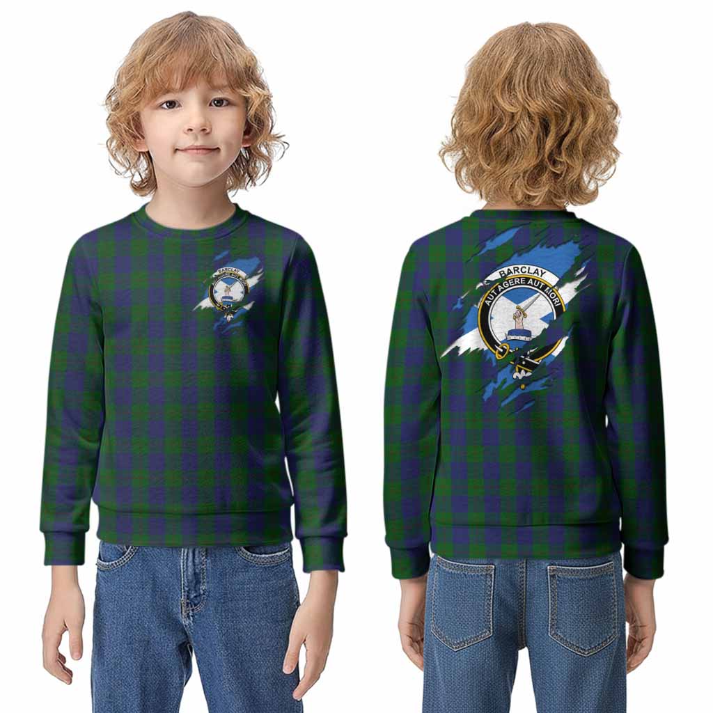 Barclay Clan Crest In Me Tartan Kid Knitted Sweatshirt Scotland Flag Style