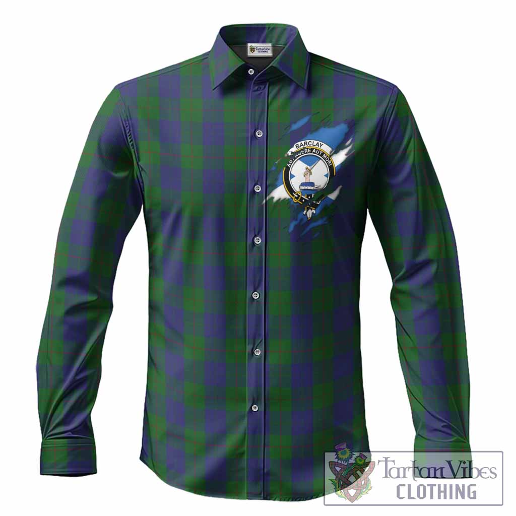 Barclay Clan Crest In Me Tartan Long Sleeve Button Shirts Scotland Flag Style