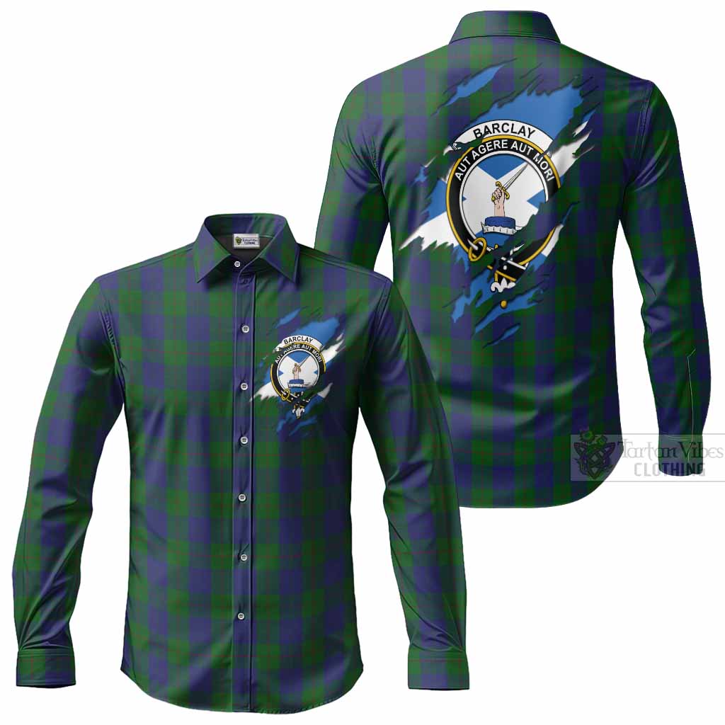 Barclay Clan Crest In Me Tartan Long Sleeve Button Shirts Scotland Flag Style